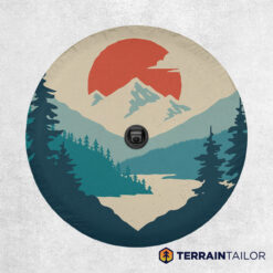 Vintage Mountain Landscape Tire Cover