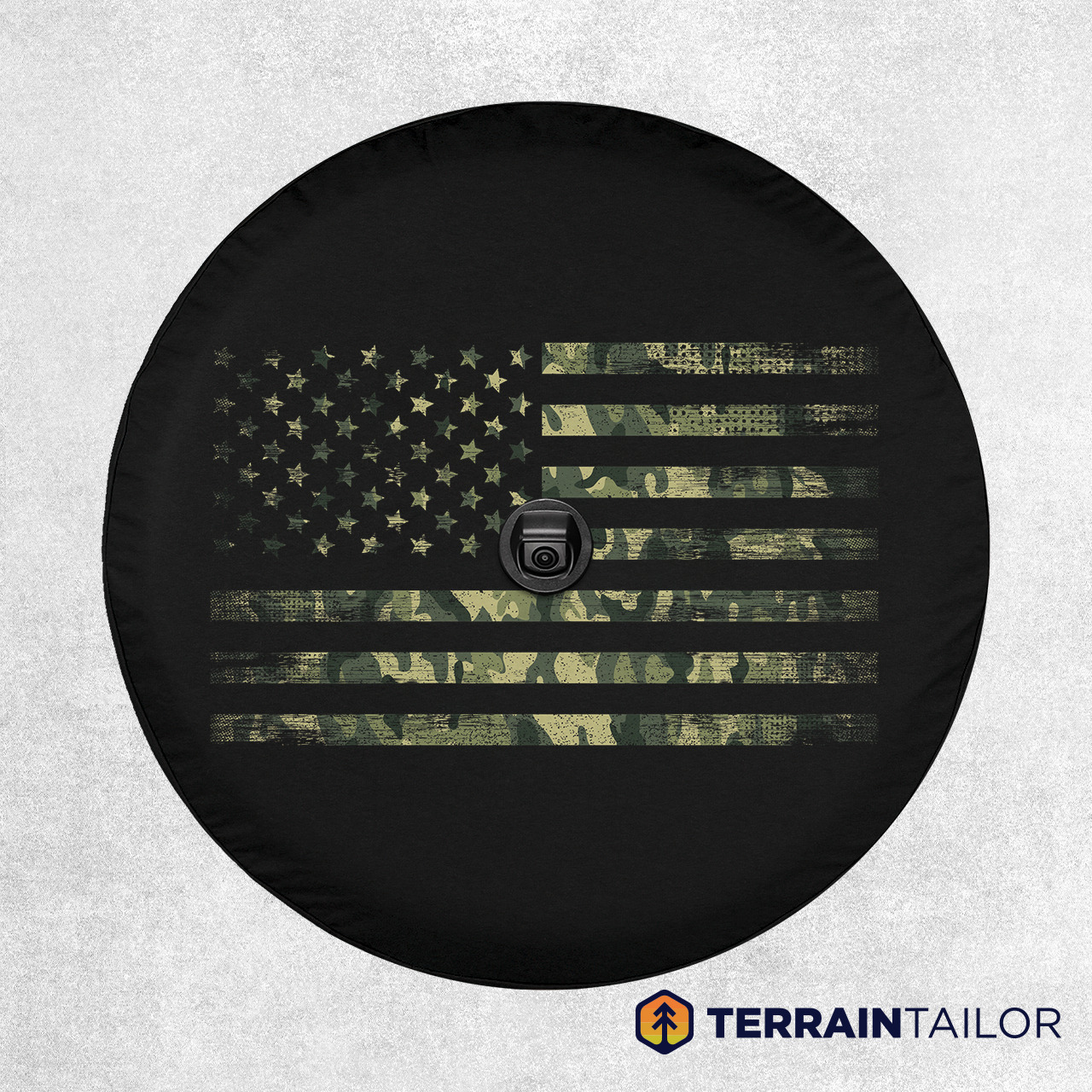 Camo American Flag Spare Tire Cover