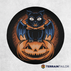 Cat with Bat Wings Halloween Themed Tire Cover