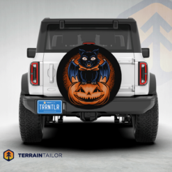Cat with Bat Wings Halloween Themed Tire Cover