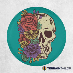 Colorful Floral Skull Tire Cover