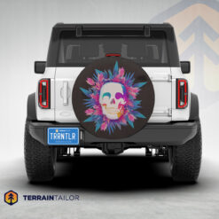 Colorful Skull and Flowers Spare Tire Cover