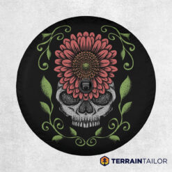 Distressed Flower Skull Tire cover