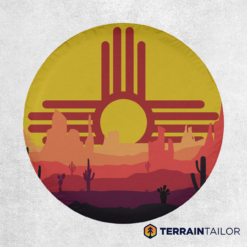 New Mexico State Flag Desert Landscape Tire Cover