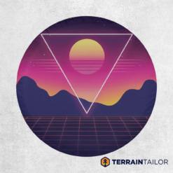 Retro Futuristic Landscape Spare Tire Cover