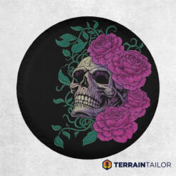Skull with Flowers Spare Tire Cover