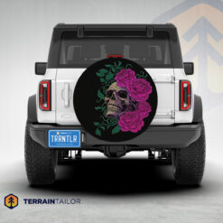 Skull with Flowers Spare Tire Cover