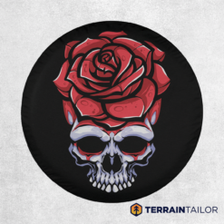 Skull Red Rose Spare Tire Cover