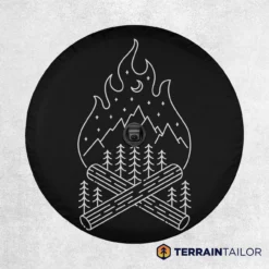 Alternative view of Mountain Campfire Line-Art Spare Tire Cover
