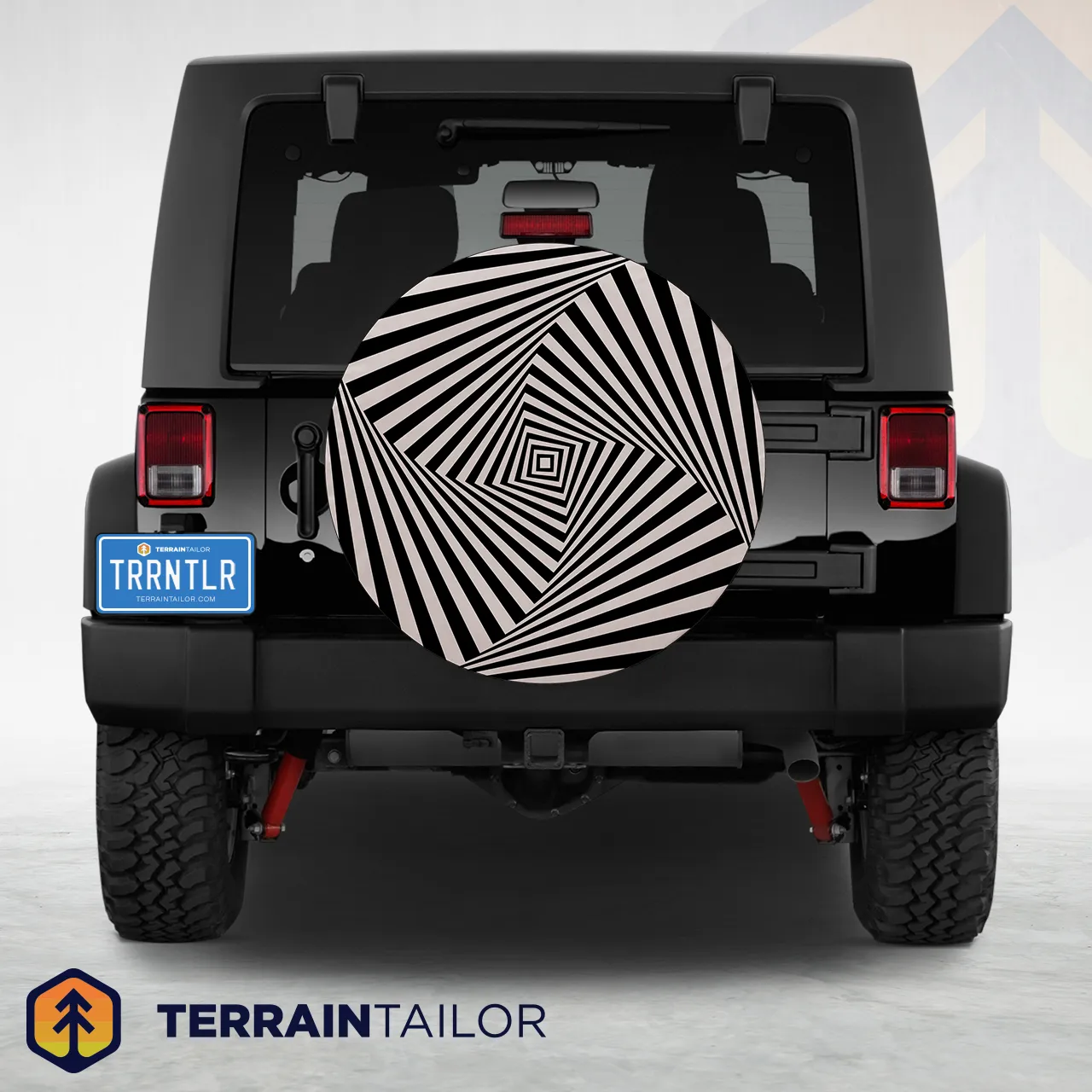 Abstract Black & White Optical Illusion Spare Tire Cover