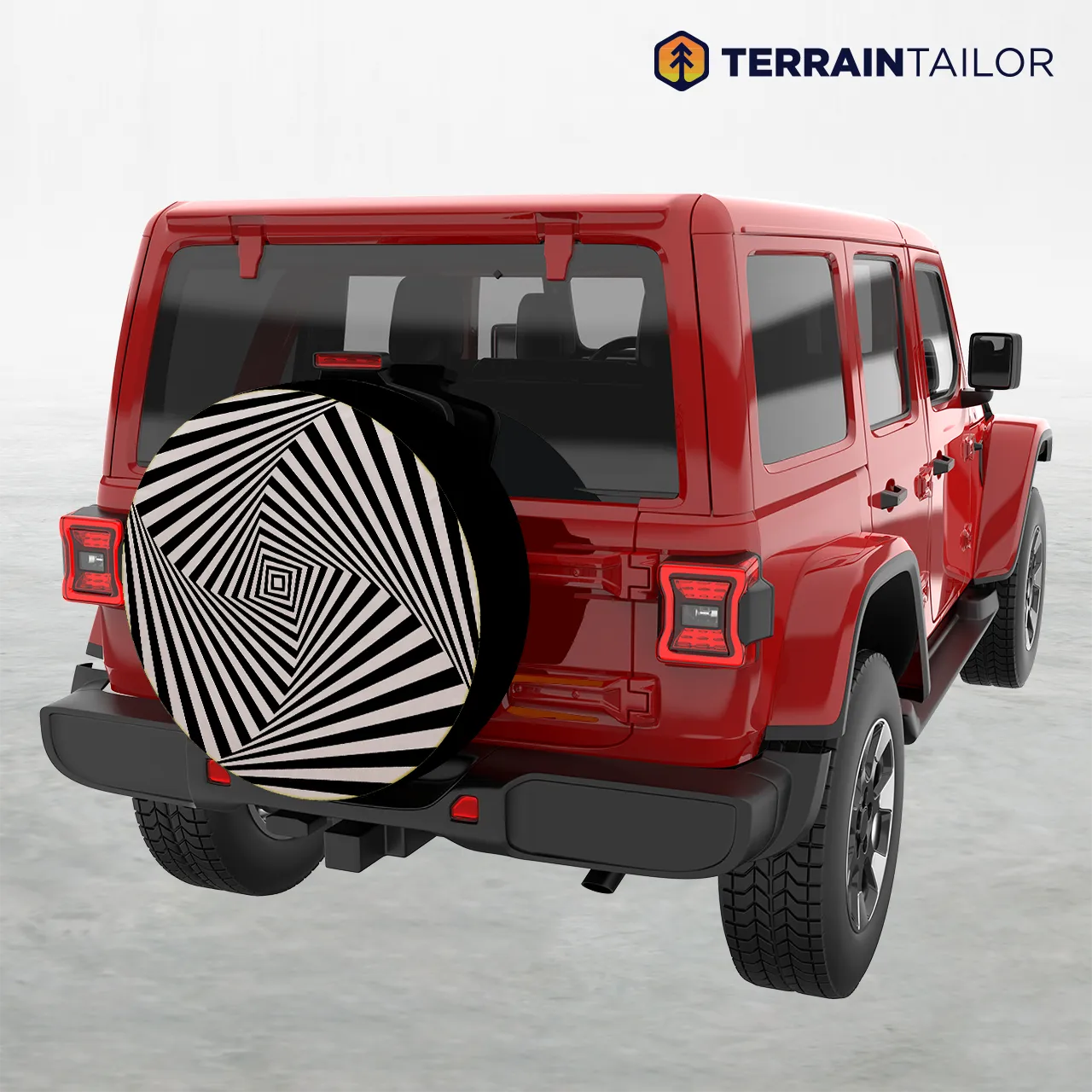 Abstract Black & White Optical Illusion Spare Tire Cover