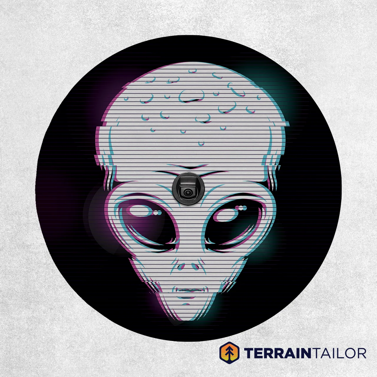 Alien Glitch Head Spare Tire Cover