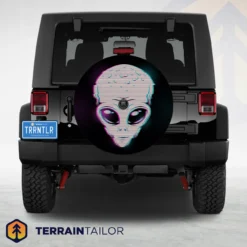 Alien Glitch Head Spare Tire Cover