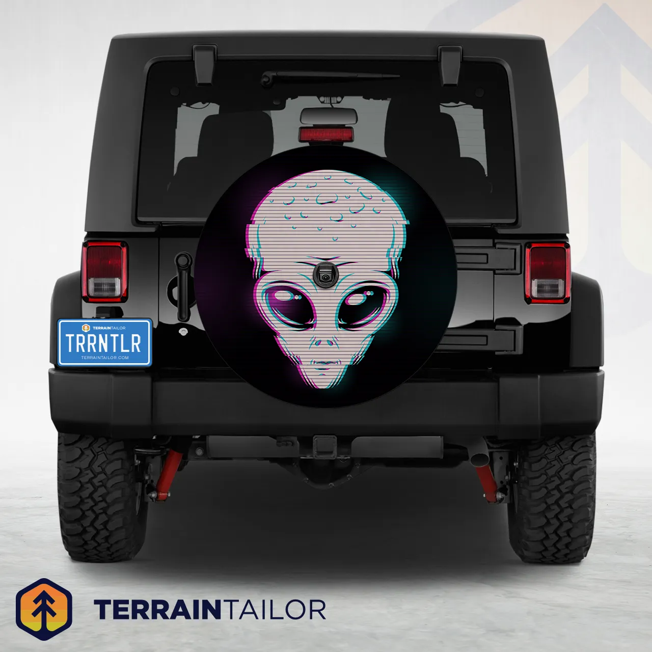 Alien Glitch Head Spare Tire Cover
