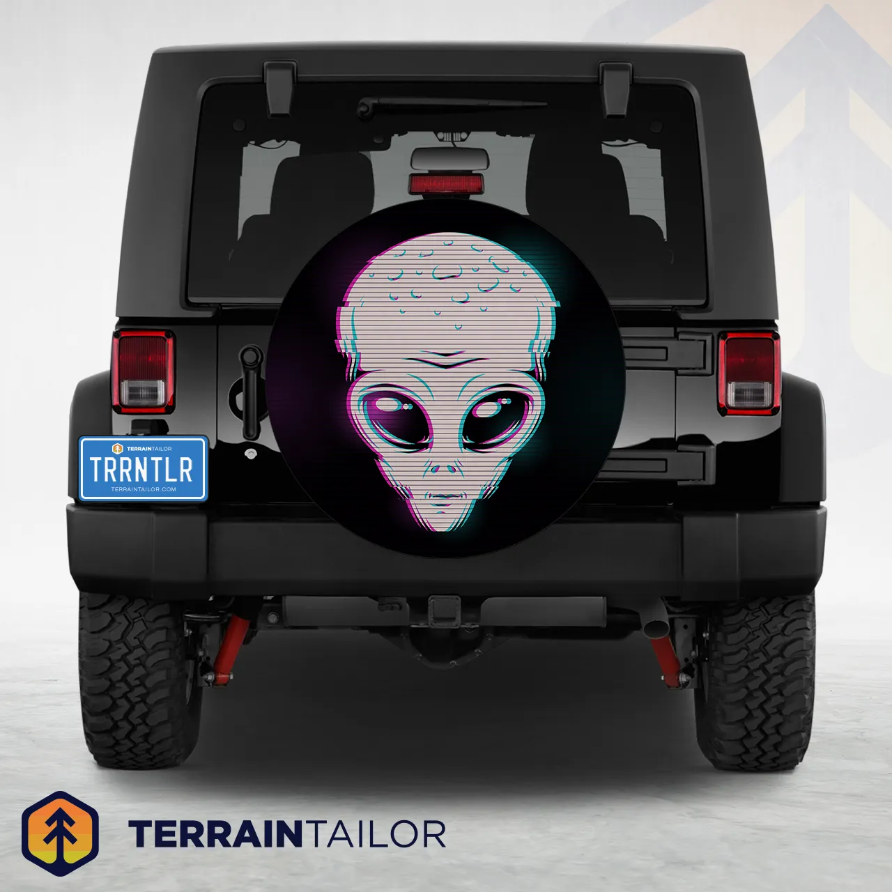 Alien Glitch Head Spare Tire Cover