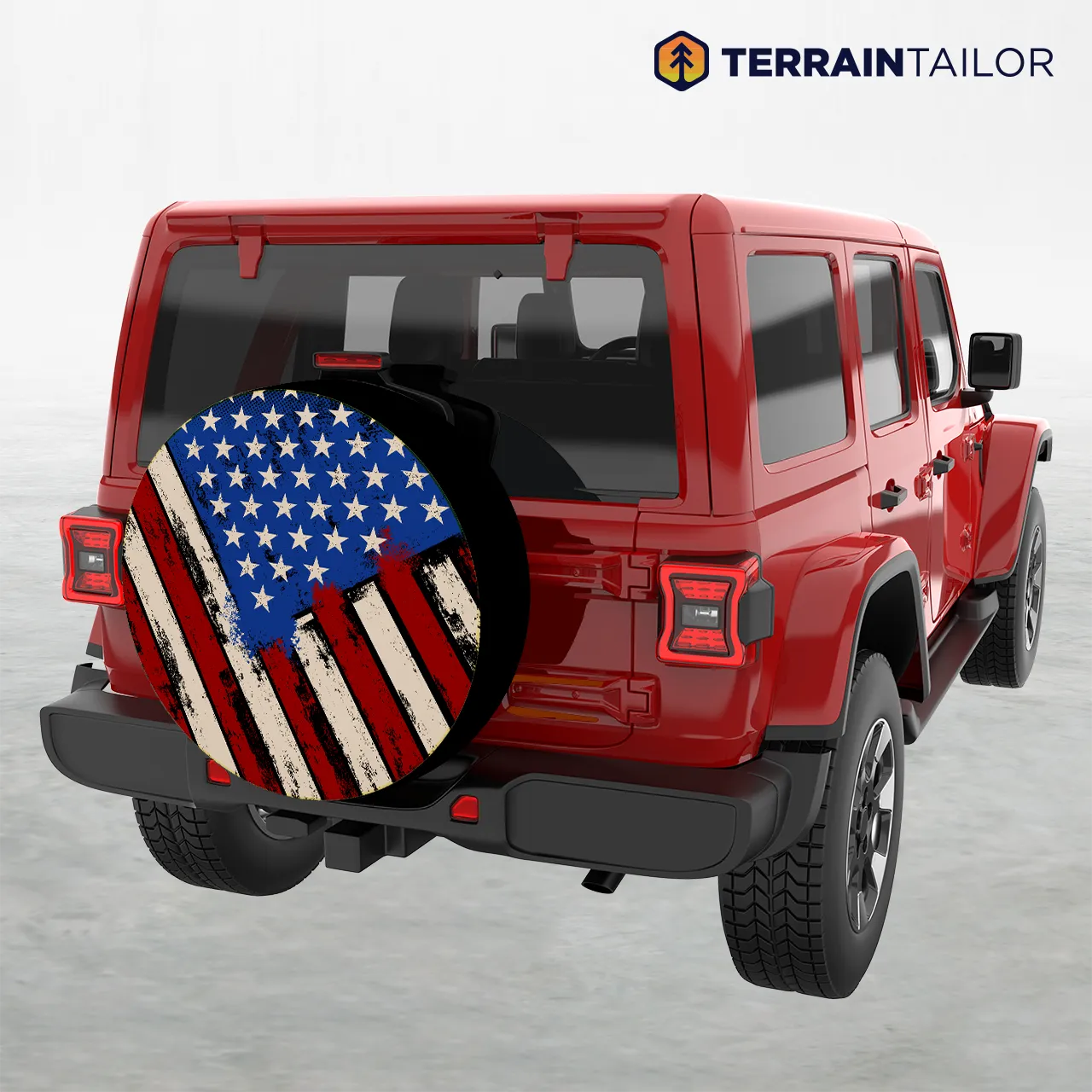 Distressed American Flag Spare Tire Cover