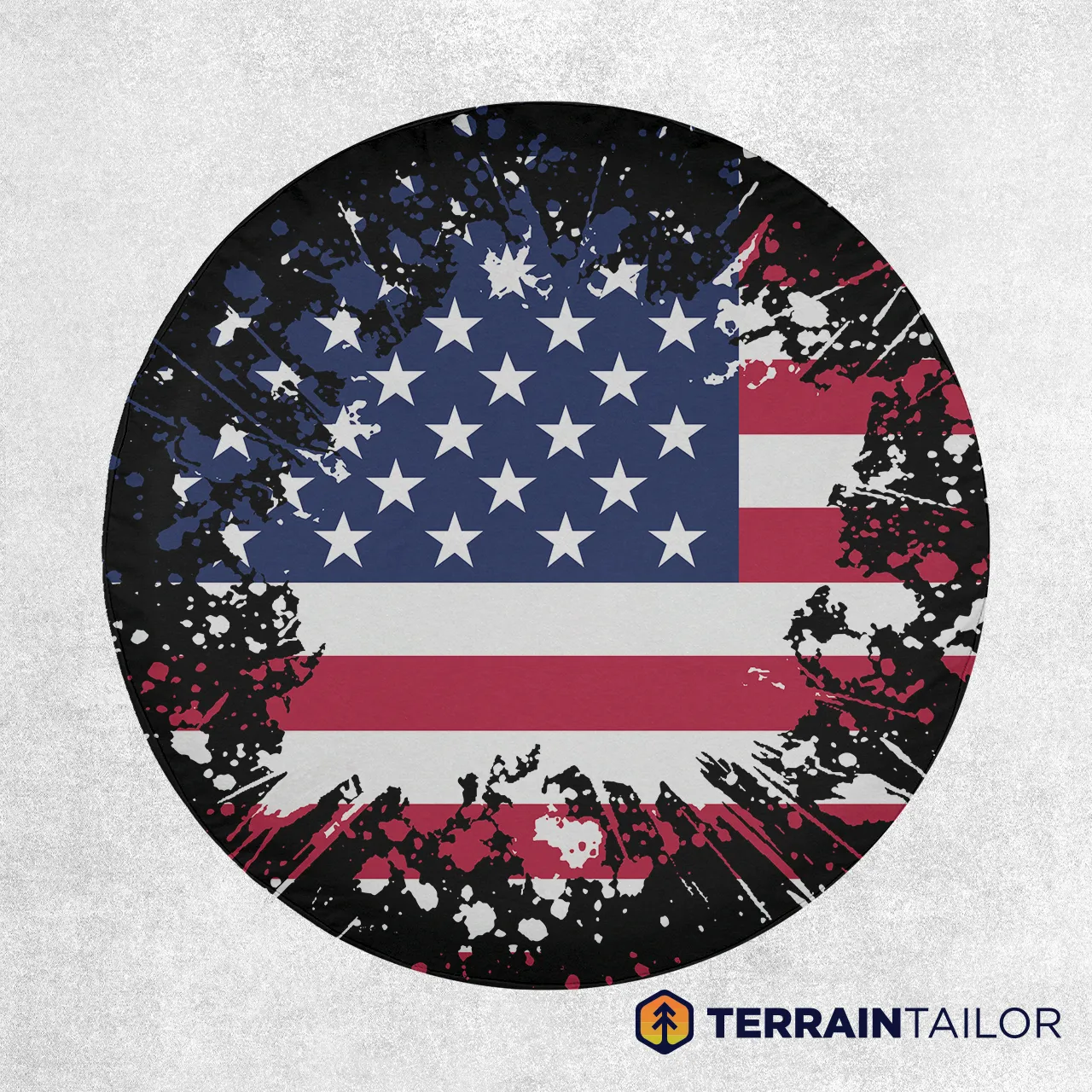 Grunge American Flag Spare Tire Cover