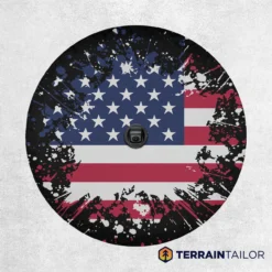 Grunge American Flag Spare Tire Cover