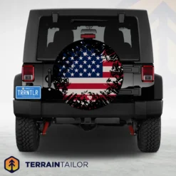 Grunge American Flag Spare Tire Cover