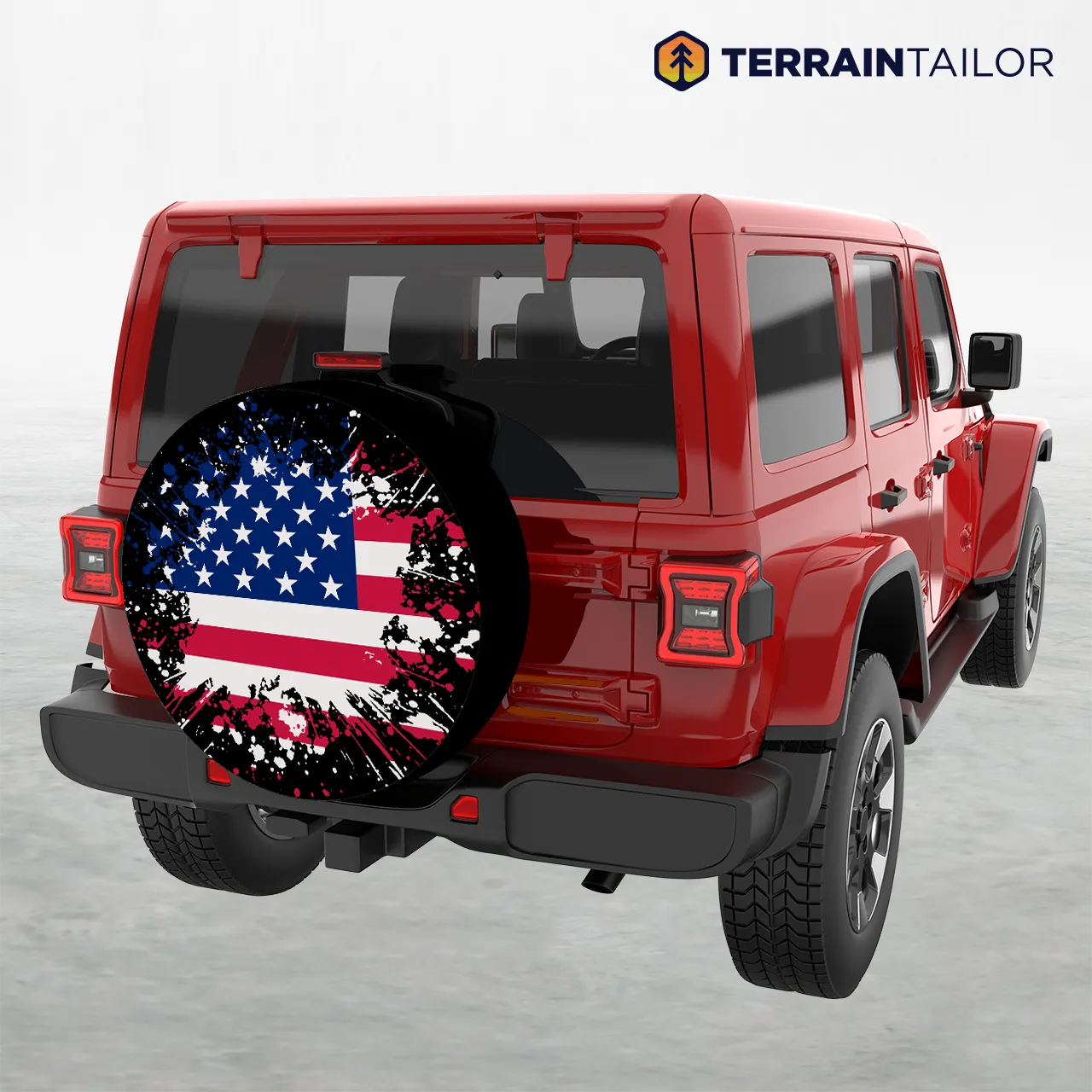 Grunge American Flag Spare Tire Cover
