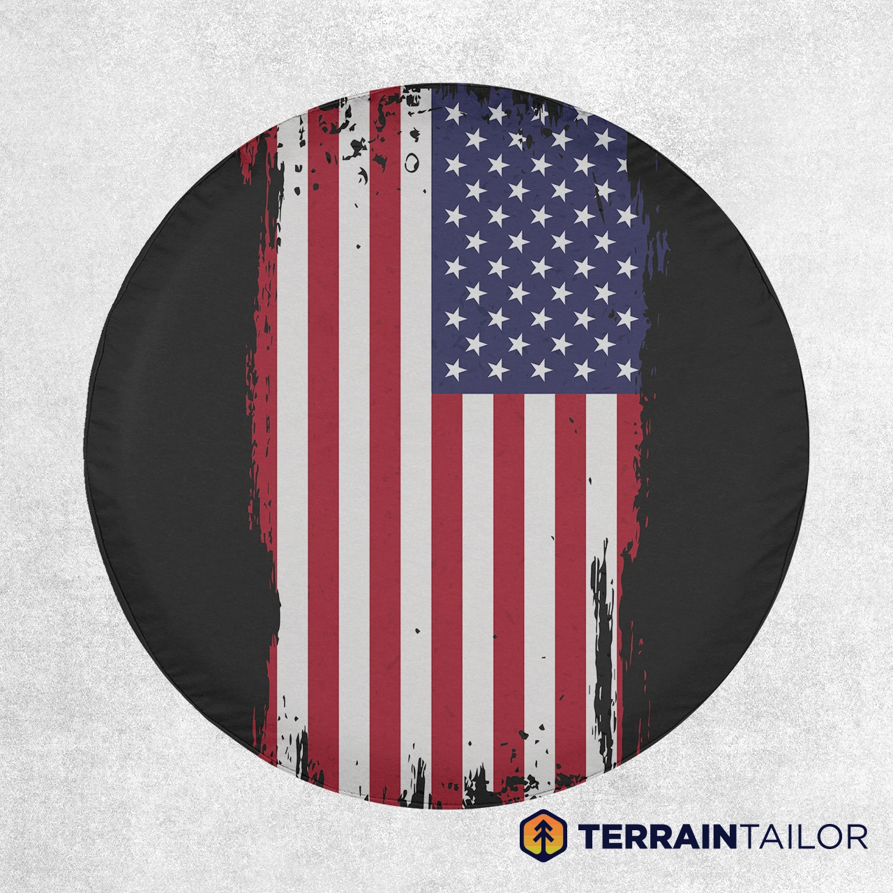 Grunge American Flag Spare Tire Cover