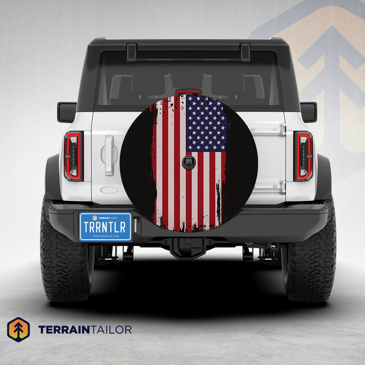 Grunge American Flag Spare Tire Cover