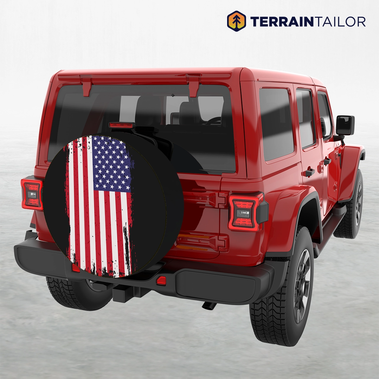 Grunge American Flag Spare Tire Cover