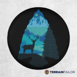 Arrowhead Mountain & Deer Silhouette Spare Tire Cover