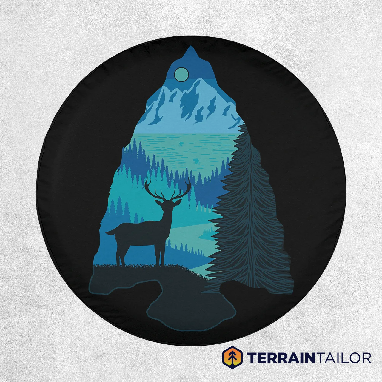 Arrowhead Mountain & Deer Silhouette Spare Tire Cover