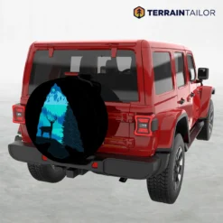 Arrowhead Mountain & Deer Silhouette Spare Tire Cover