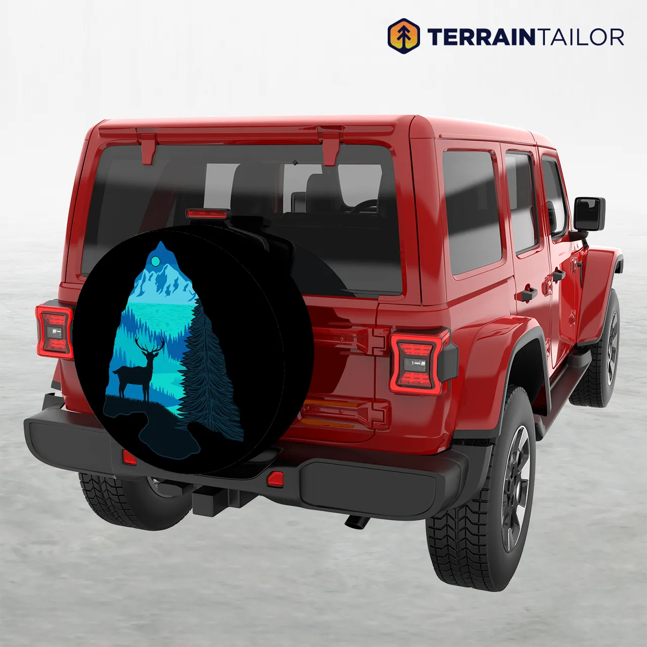 Arrowhead Mountain & Deer Silhouette Spare Tire Cover