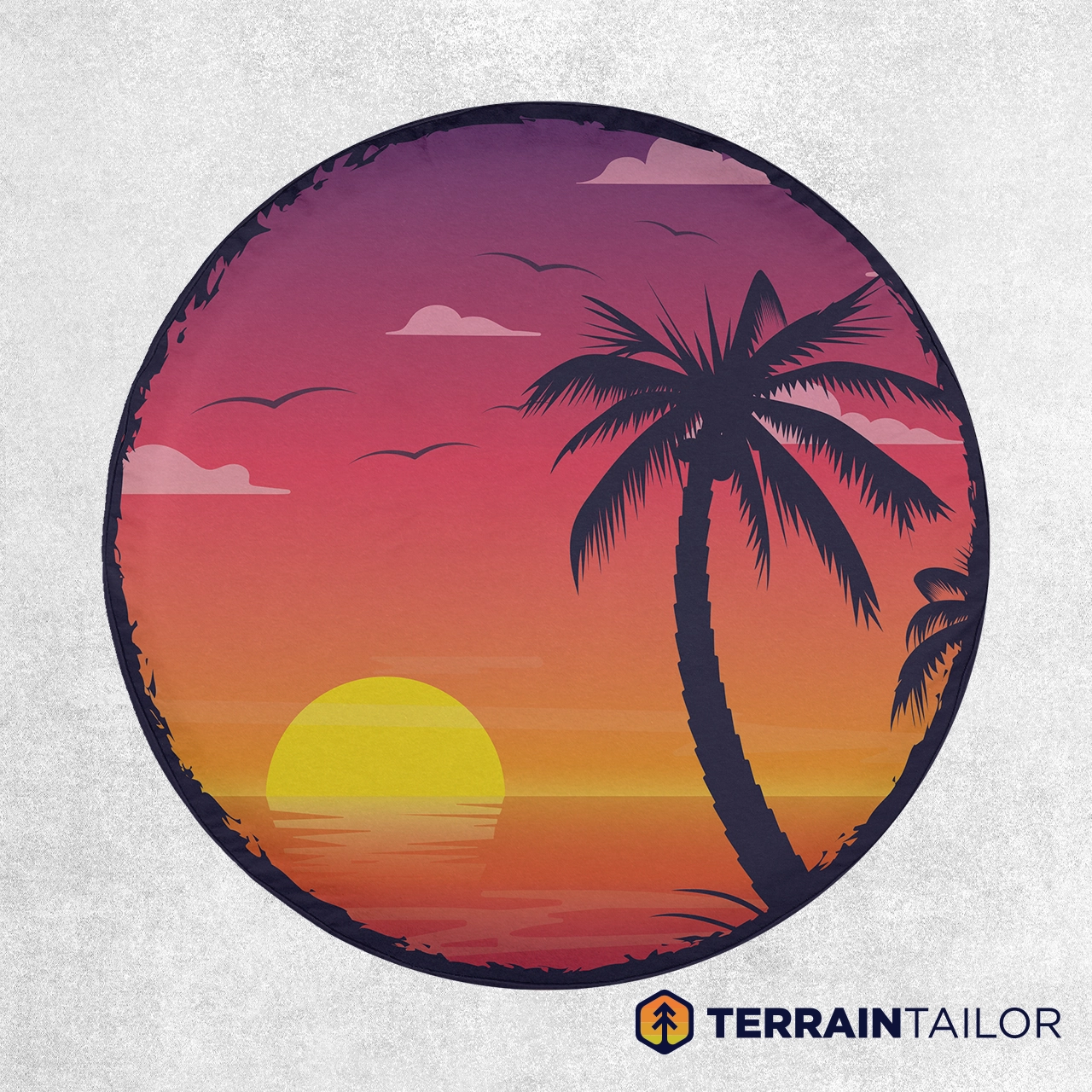 Tropical Sunset Palm Tree Spare Tire Cover