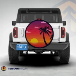 Tropical Sunset Palm Tree Spare Tire Cover