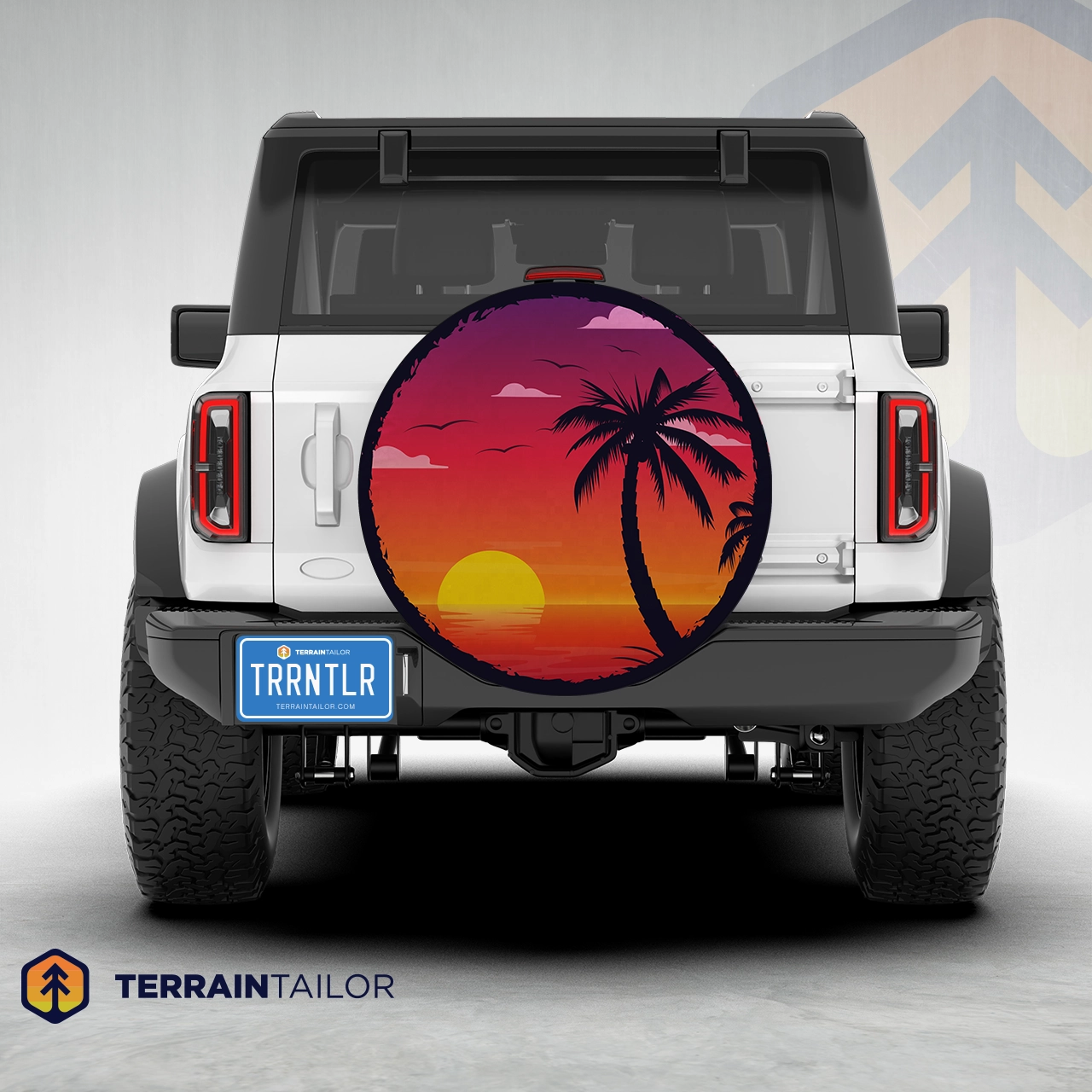 Tropical Sunset Palm Tree Spare Tire Cover