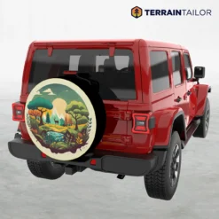 Boho Mountain Landscape Spare Tire Cover
