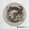 Bull Skull With Flowers Tire Cover – Western Floral Design