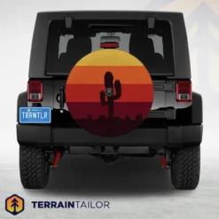 Desert Cactus Sunset Spare Tire Cover