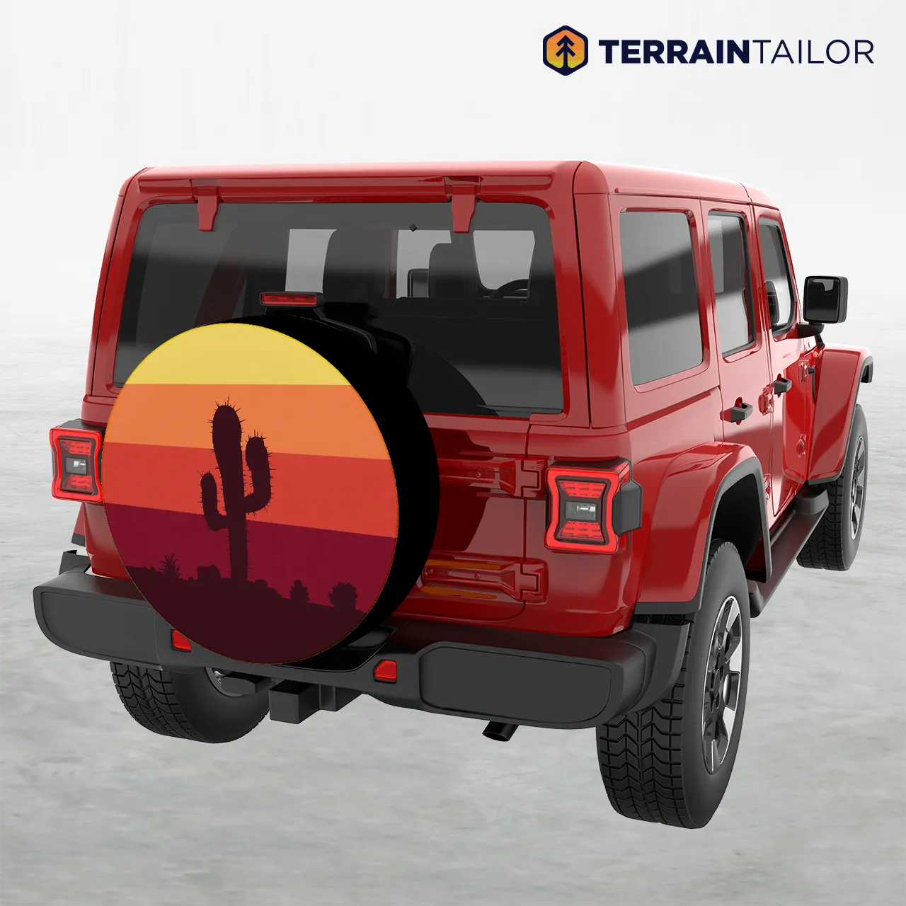 Desert Cactus Sunset Spare Tire Cover