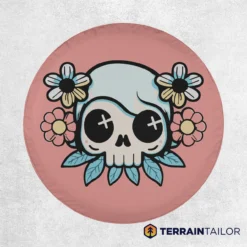 Cute Skull With Flowers Tire Cover – Pink Cartoon Design
