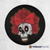 Sugar Skull With Red Roses and Bow Tire Cover – Day of the Dead Style