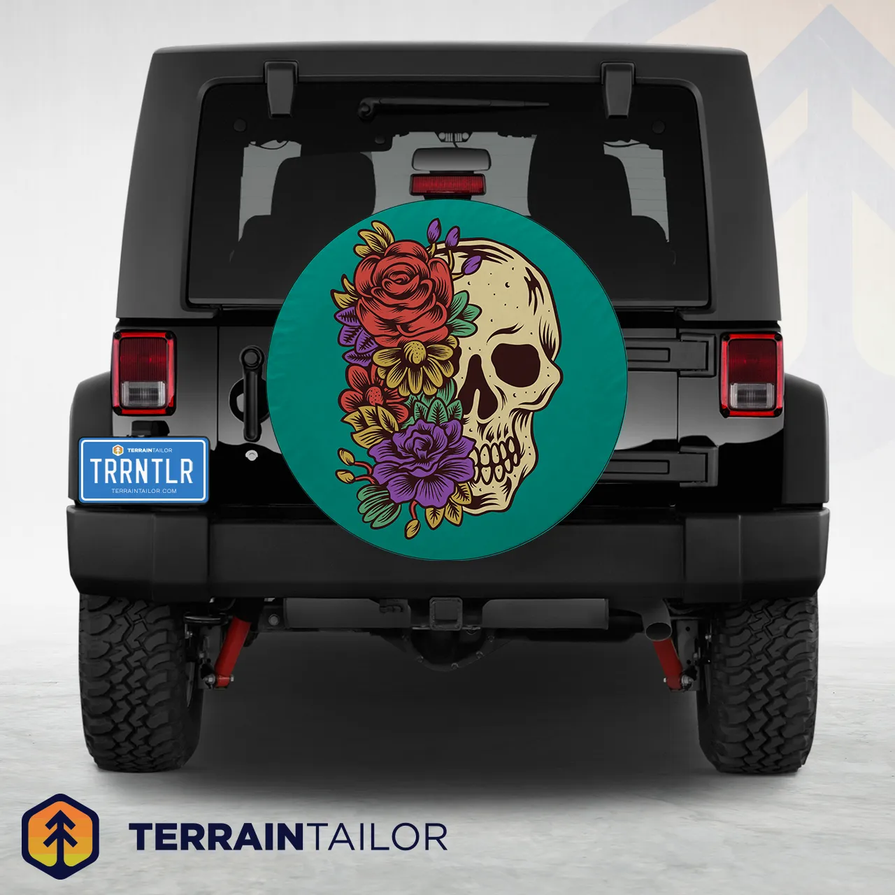 Floral Skull Tire Cover