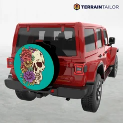 Floral Skull Tire Cover