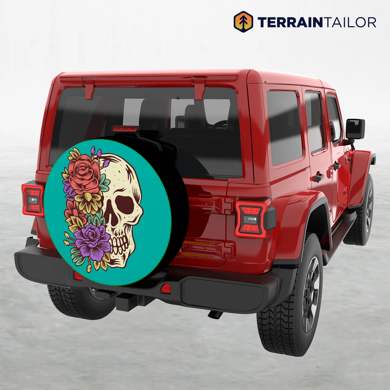 Floral Skull Tire Cover