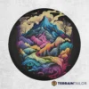 Colorful Modern Mountain Landscape Spare Tire Cover