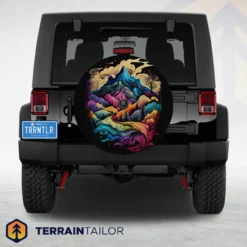 Colorful Modern Mountain Landscape Spare Tire Cover
