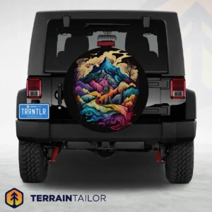 Colorful Modern Mountain Landscape Spare Tire Cover