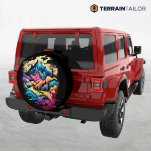 Colorful Modern Mountain Landscape Spare Tire Cover