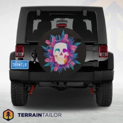 Colorful Skull Floral Spare Tire Cover