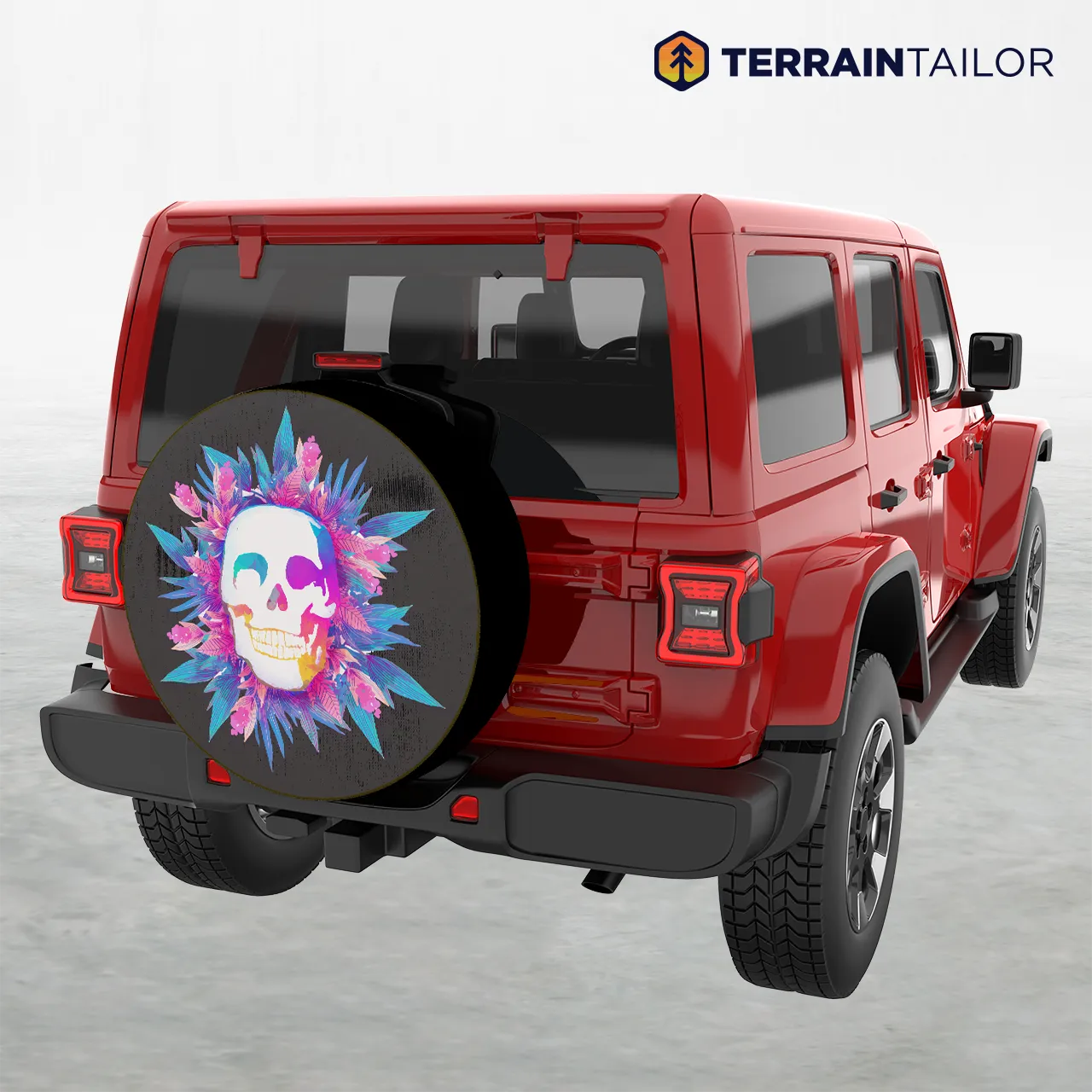 Colorful Skull Floral Spare Tire Cover