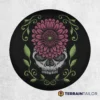 Flower Skull Tire Cover – Distressed Floral Art on Black